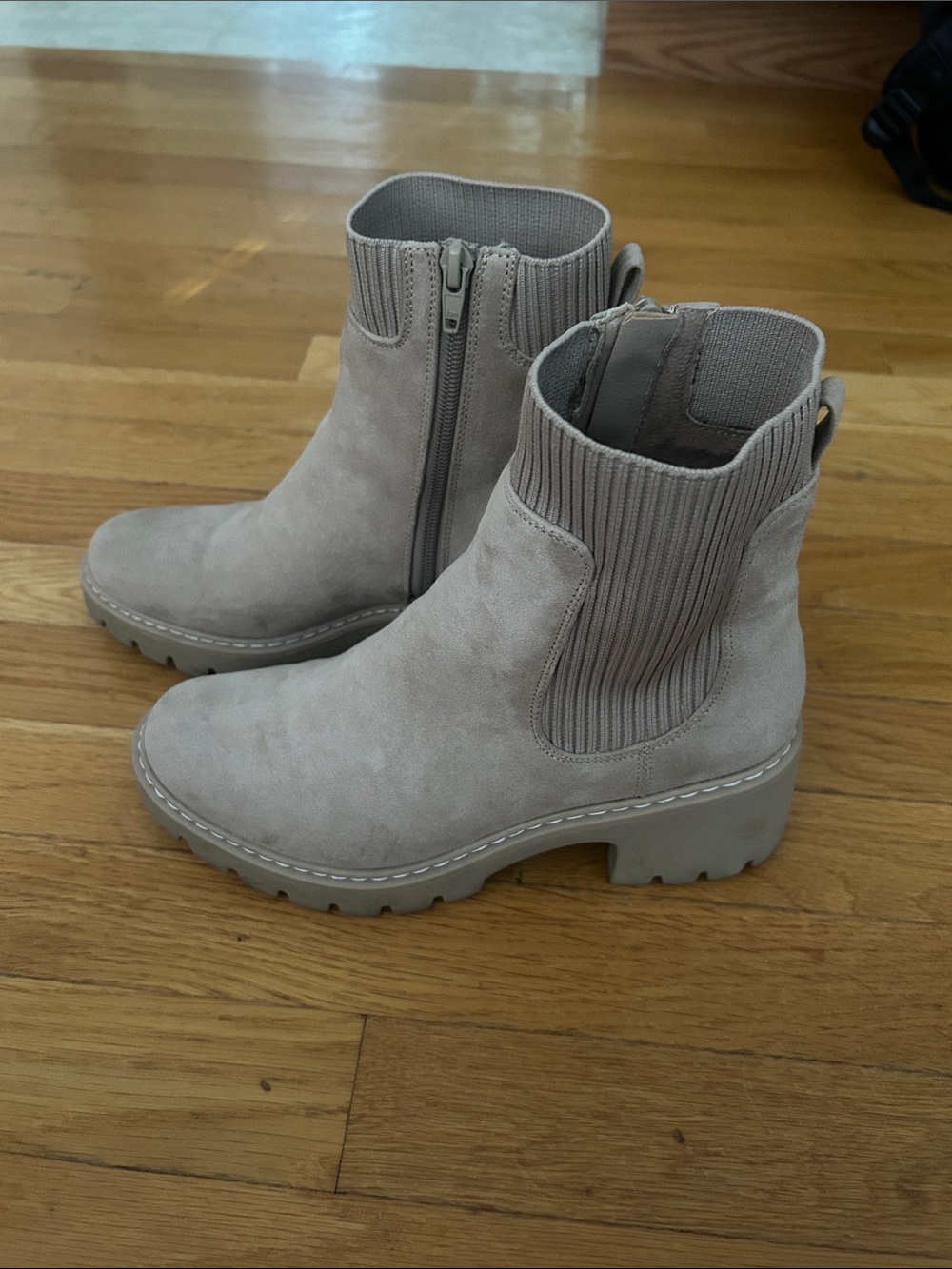 NOBO Taupe Suede-Look Chelsea Ankle Boots